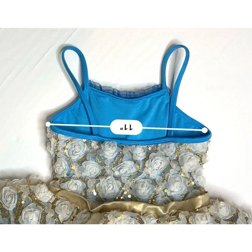 Revolution Dance Costume Flower Fairy's Lullaby Bodysuit Tutu Child's LARGE Blue